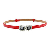 SYGA Women's Carved Stone Skinny Stretchy Leather Thin Belt (Pack of 1)
