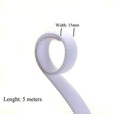 SYGA Nylon Double Sided Wellkro Tape, Hook and Lock Tape, Sew-on Power Wire Management Fastening Tape Cable Tie for Interlocking, Apparel, Home Textile, Industrial Use and More- 5 m x 15 mm (White)
