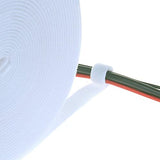 SYGA Nylon Double Sided Wellkro Tape, Hook and Lock Tape, Sew-on Power Wire Management Fastening Tape Cable Tie for Interlocking, Apparel, Home Textile, Industrial Use and More- 5 m x 15 mm (White)