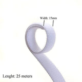 SYGA Nylon Double Sided WELLKRO Tape, Hook and Lock Tape, Sew-on Power Wire Management Fastening Tape Cable Tie for Interlocking, Apparel, Home Textile, Industrial Use and More- 25 m x 15 mm (White)