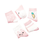 SYGA 5 Pairs Baby Girl Boys Non Slip Trainer Socks Toddlers Infant Socks Warm and Socks Cotton Stretch Crew Anti-Slip Baby Socks- Pink Carrot Rabbit, 0-1 Years