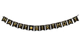 SYGA Black Happy Birthday Banner with Star Designs Decorative Birthday Party Banner