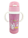 Syga Steel Sipper Baby Drinking Water Bottle, Handle with Straw, Vacuum Insulated Flask Leakproof Bottle, for School, Outdoors- Assorted Color and Design
