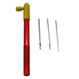 SYGA Embroidery Crochet Hooks Knitting Tool with 3 Needles French Crochet Sequin Beads Needle Set Crochet Tool Kit, Red