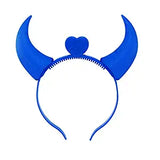 SYGA LED Flashing Light Up Devil Pattern Crowns Headband Hair Band Headdress for Party Decoration Party Caps(Blue)
