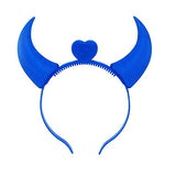 SYGA LED Flashing Light Up Devil Pattern Crowns Headband Hair Band Headdress for Party Decoration Party Caps(Blue)