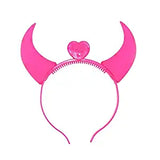 SYGA LED Flashing Light Up Devil Pattern Crowns Headband Hair Band Headdress for Party Decoration Party Caps(Pink)