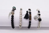 SYGA Bohemia Multilayer Bracelet, Retro Bracelet Set, Elastic Tassel Bracelet, Stackable Bracelet for Boy and Girl, Party, Holiday, Beach Accessories
