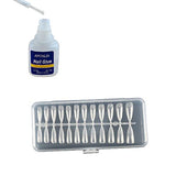 SYGA Long Pointed False Nails and Glue Bottle Professional Brush On Nail Tip Glue for Press On Nails Fake Nails Long Lasting Press On Nails for Women and Girls- Transparent, 240pieces