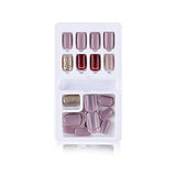 SYGA Press on Gel Nails 30 Pcs With Double Sided Jelly Adhesive Nail Glue Nail Filer, Fake Nails Long Lasting Press, Ready made Nails. (FakeNails-F635-14)