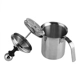 SYGA Milk Frother Jug, Stainless Steel Hand Pump Milk Frother Double Mesh Manual Milk Foam Maker Milk Steamer for Cappuccino Coffee Latte- 400ml