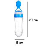 SYGA Baby Training Silicone Spoon Rice Cereal Squeeze Baby Bottle Spoon Safe Tableware Baby Feeding Tools_Blue