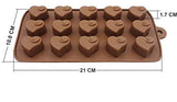 SYGA Silicone Love Shape Chocolate Jelly Candy Mold, Cake Baking Mold, 15-Cavity Bakeware Mould, Brown
