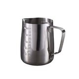 SYGA Milk Frother Jug Stainless Steel Milk Frothing Pitcher Coffee Cappuccino Latte Art Frothing Pitcher Barista Milk Jug Measuring Cup with Scale- Silver, 350ml