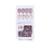 SYGA Press on Gel Nails 30 Pcs With Double Sided Jelly Adhesive Nail Glue Nail Filer, Fake Nails Long Lasting Press, Ready made Nails. (FakeNails-F635-11)