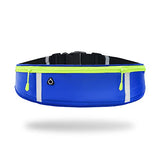 SYGA Running Waist Belt for Women & Men Sweat Rainproof Phone Holder with Adjustable Strap & 3 Pockets Headphone Hole WaistBag for All Kind of Phone-Sports, Yoga, Workout & Outdoor Activities- Blue