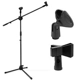 SYGA Portable Projector Microphone Stand Kit with 360° Panorama Ball Head and Cell Phone Space with Carrying Bag