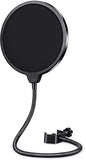 SYGA Microphone Pop Filter, for Blue Yeti, Blue Snowball - Flexible Gooseneck Microphone Mount and Double Layer Sound Shield Guard Windscreen