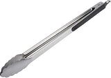 SYGA Kitchen Barbecue Serving Tongs, Stainless Steel Food Tongs, Non-Slip Heat Resistant Handle Cooking Tongs for Cooking Grilling, Salad, Turning and BBQ- Set of 3-23cm,30cm and 35cm, Silver & Black