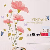 SYGA PVC Vinyl Self Adhesive Wall Stickers for Living Room (Pink Blossom Flowers)