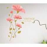 SYGA PVC Vinyl Self Adhesive Wall Stickers for Living Room (Pink Blossom Flowers)