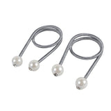 SYGA 2Pcs Curtain Tiebacks 46cm Curtain Clip Rope Holdbacks Classy Decorative Pearl Holder Buckles for Home Hotel Window Draperies Rope Ties Office Living Bedroom Decoration- Pack of 2,Dark Gray