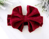 SYGA 1 Piece Velvet Bow Shape Baby Head Band_Maroon_19.5 * 11cm