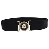 SYGA Women's Stretchy Leather PU Cinch Belt, Different Buckles, Black (Pack of 1)