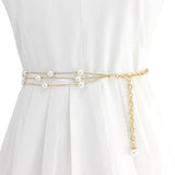 SYGA Pearl Waist Chain Belt Adjustable Decorative Belt Hollowed Tassel Waist Belts - Free Size