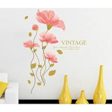 SYGA PVC Vinyl Self Adhesive Wall Stickers for Living Room (Pink Blossom Flowers)