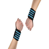 SYGA Wrist Wraps Brace with Thumb Loops Support Weight Lifting Powerlifting Squats Training GYM Fitness Fist Straps Bodybuilding and Workout for Unisex One Size Fits All - Blue, 2pcs(1 Pair)