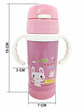 Syga Steel Sipper Baby Drinking Water Bottle, Handle with Straw, Vacuum Insulated Flask Leakproof Bottle, for School, Outdoors- Assorted Color and Design