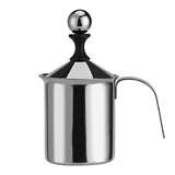 SYGA Milk Frother Jug, Stainless Steel Hand Pump Milk Frother Double Mesh Manual Milk Foam Maker Milk Steamer for Cappuccino Coffee Latte- 400ml
