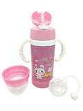 Syga Steel Sipper Baby Drinking Water Bottle, Handle with Straw, Vacuum Insulated Flask Leakproof Bottle, for School, Outdoors- Assorted Color and Design