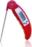 SYGA Meat Thermometer, Digital Cooking Thermometer, Food Thermometer with High Accuracy, Instant Read Foldable Probe Thermometer for Kitchen Cooking, BBQ, Milk, Christmas - Red