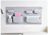 Syga Multipurpose Office Kitchen Self-Adhesive Accessories, Storage Stand, Home Organizer Wall-Mounted Top Holder (Grey) - Set of 2