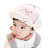 SYGA Toddler Boy's Girl's Winter Warm Trapper Hat Kids Crown Printed Earflap Hat, Free Size, Pink, Suitable for 2-7 Years
