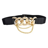 SYGA Women's Stretchy Leather PU Cinch Belt, Different Buckles, Black (Pack of 1)