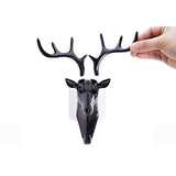 SYGA Deer Head Hanging Hook, Self Adhesive Wall Door Hook Hanger Bag Keys Sticky Holder, Plastic, Pack of 1