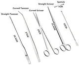 SYGA 5 in 1 Aquarium Tank Tool Kits Stainless Steel Aquatic Plant Tweezers Scissors Spatula Tool Set Fish Tank Cleaner Accessories Aquascaping Tools Set for Fish Starter Kits- 5 Pcs