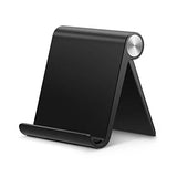 SYGA Portable Foldable Cell Phone Stand, Multi Angle Adjustable Mobile Stand for All Smartphones, Android, Samsung, Xiaomi, OnePlus, Tablet, Mobile Stand for Table, Office, Gift, Bed (Black)