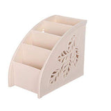 SYGA Multifunctional Plastic Multi-Cell Desktop Storage Box Organizer Divider Remote Basket (Beige)