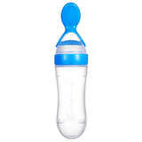 SYGA Baby Training Silicone Spoon Rice Cereal Squeeze Baby Bottle Spoon Safe Tableware Baby Feeding Tools_Blue