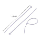 SYGA Nylon Cable Tie Self Locking Zip Ties Strong Cable Tie-Wrap, 250mm Wire Ties, Pack of 250pcs(White)