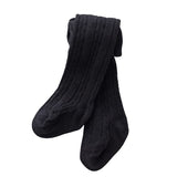 SYGA Baby Tights For Girls Soft Cotton Infant Leggings Toddler Solid Knit Socks Newborn Warm Crochet Pants Stockings - Black