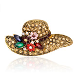 Korean version of the new alloy corsage with diamonds, sun hat, ancient gold brooch, versatile clothing accessories, Danrun