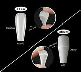 SYGA Tshape False Nails and Glue Bottle Professional Brush On Nail Tip Glue for Press On Nails Fake Nails Long Lasting Press On Nails for Women and Girls- White, 500 pieces