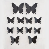 SYGA 12 Pcs 3D Decorative Black Butterfly Wall Stickers