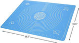 SYGA Silicone Baking Mat for Pastry Rolling Dough with Measurements - 19.7" x 15.7" BPA Free Non Stick and Non Slip Blue Table Sheet Baking Supplies for Bake Pizza Cake_Blue
