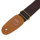 SYGA Guitar Strap for Acoustic, Electric and Bass Guitars with Genuine Leather Ends(Brown)
